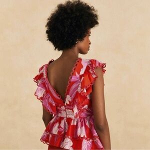 Farm Rio Red Dewdrop Sleeveless Blouse